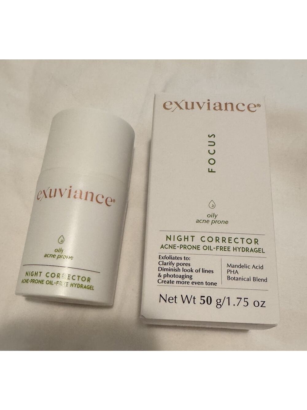 Focus Exuviance Night Corrector Acne Prone Skin Oil-Free HydraGel 1.75 oz